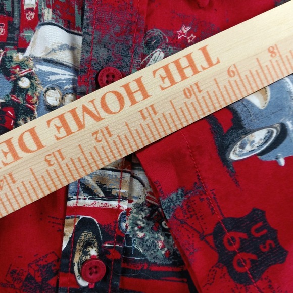 Clearwater Outfitters Mens XXL Christmas Shirt Classic Cars Santa Route 66 Red - Picture 10 of 14